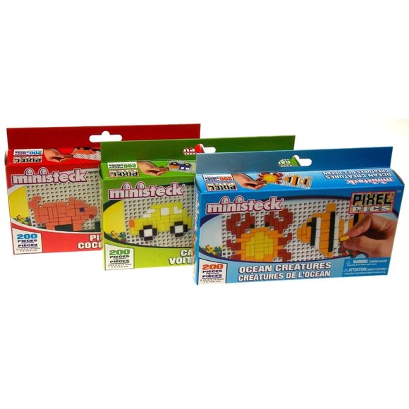 Ministeck Pixel Pics Pigs Ocean Creatures Cars Set 3 Craft Puzzle Activity Gift - Picture 1 of 3